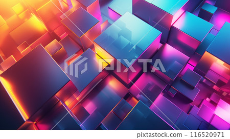 Neon color geometric abstract background AI generated image 116520971