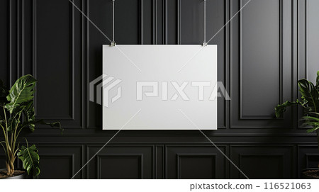 White board hanging on wall. Generative AI 116521063