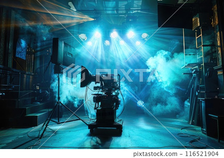 Old film projector with dramatic lighting 116521904