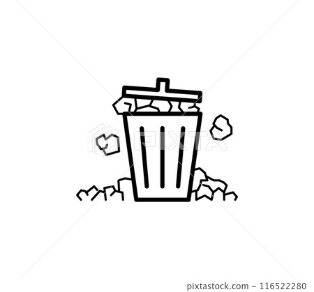 Illustration of a trash can overflowing with trash Illustration of a trash can overflowing with trash 116522280