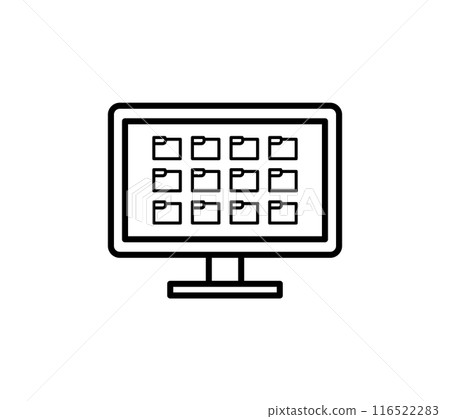 A simple illustration of a PC with many folders displayed A simple illustration of a PC with many folders displayed 116522283