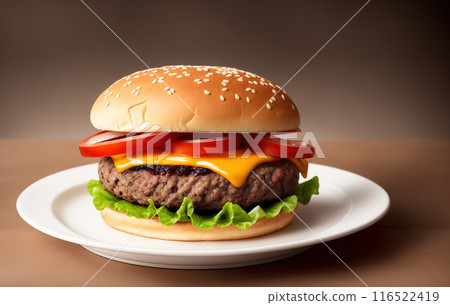 Fresh tasty Burger on a plate Fresh tasty Burger on a plate 116522419