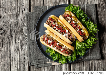 Midwestern Loose Meat Sandwiches on a grey plate Midwestern Loose Meat Sandwiches on a grey plate 116522708
