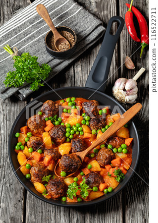 turkish meatball stew, sulu kofte, in a pan 116522711
