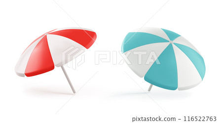 3d summer beach umbrella in blue and red icon 3d summer beach umbrella in blue and red icon 116522763