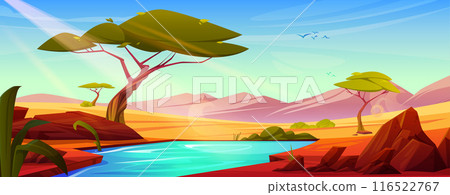 African savannah cartoon landscape 116522767