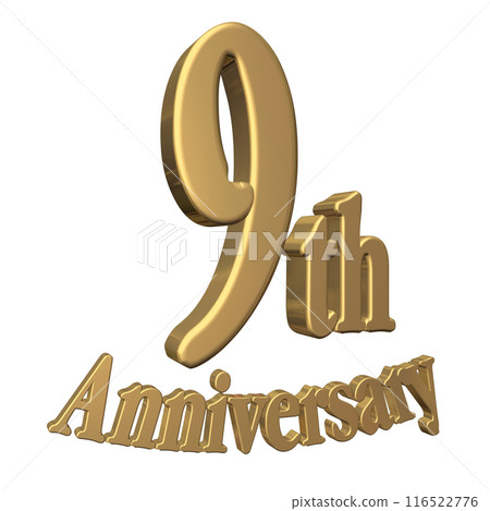 3DCG character "9th Anniversary/9th anniversary" gold, gold 3DCG character "9th Anniversary/9th anniversary" gold, gold 116522776