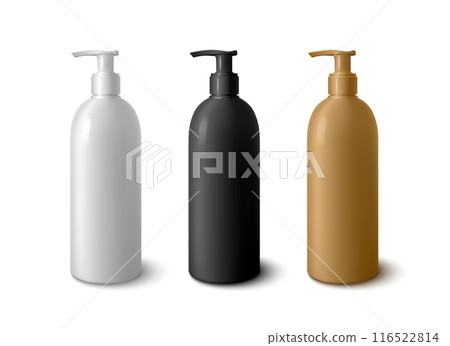 Plastic bottle mockup with pump cap. Plastic bottle mockup with pump cap. 116522814