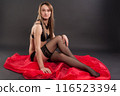 Young pretty woman in black lingerie 116523394