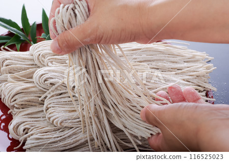 Delicious freshly made soba noodles 116525023