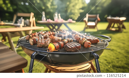 Image material of a barbecue in the garden 116525214