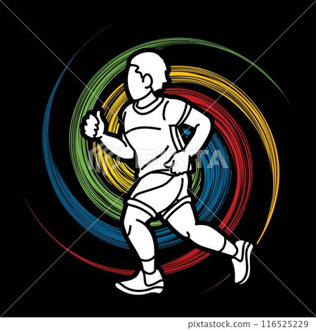 A Boy Running A Child Run Action Cartoon Sport Graphic Vector 116525229