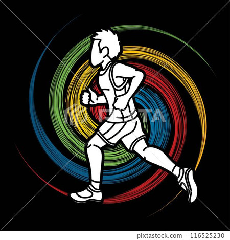 A Boy Running A Child Run Action Cartoon Sport Graphic Vector 116525230