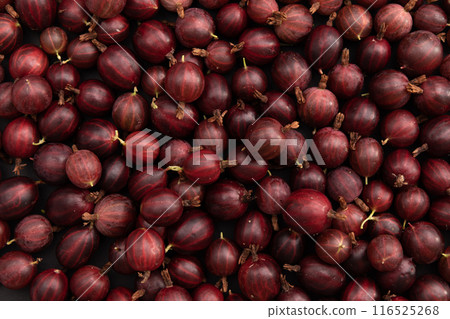 fresh red gooseberry as background, top view 116525268