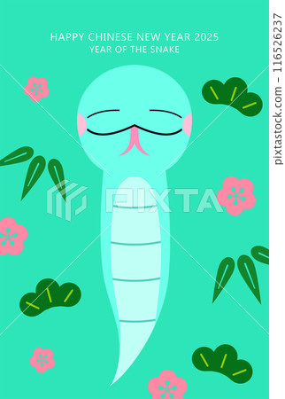 Zodiac snake with plum blossoms pine and bamboo pattern background Zodiac snake with plum blossoms pine and bamboo pattern background 116526237