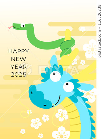 Zodiac snake and dragon 2025 new year card 116526239
