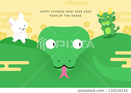 Three zodiac animals snake, dragon and rabbit Three zodiac animals snake, dragon and rabbit 116526242