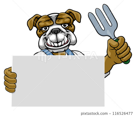 Gardener Tool Farmer Bulldog Dog Cartoon Mascot 116526477