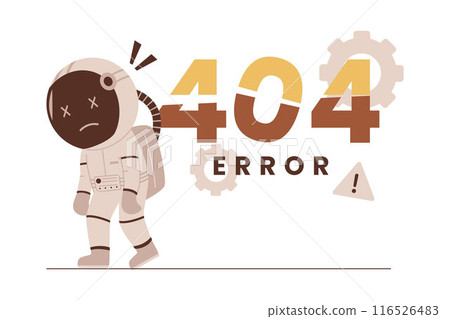 Flat design of 404 error page not found with sad astronaut. 116526483