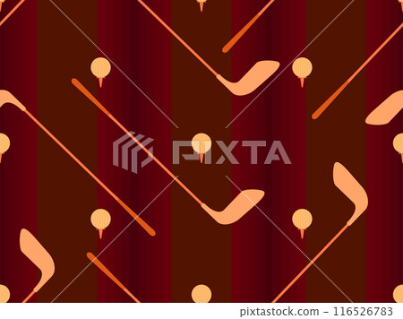 Seamless pattern with golf clubs and balls. Golf putter and a golf ball in a minimalist style. Design for typography, banners and posters, promotional items. Vector illustration 116526783