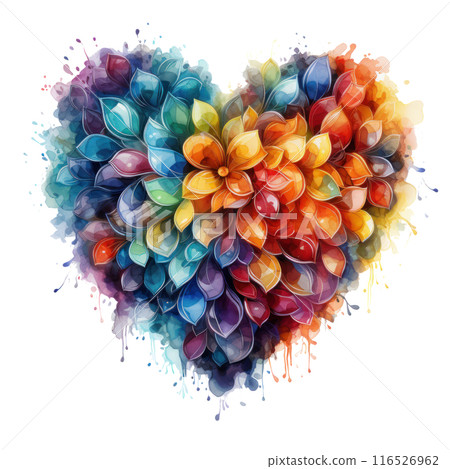Rainbow colors watercolor heart isolated 116526962