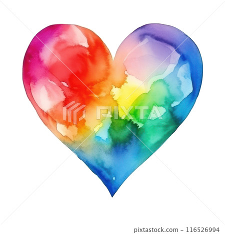Rainbow colors watercolor heart isolated 116526994