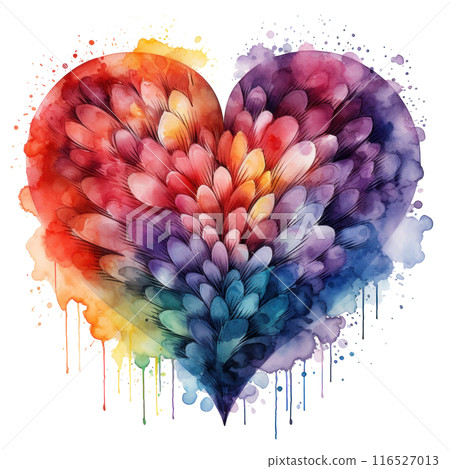 Rainbow colors watercolor heart isolated 116527013