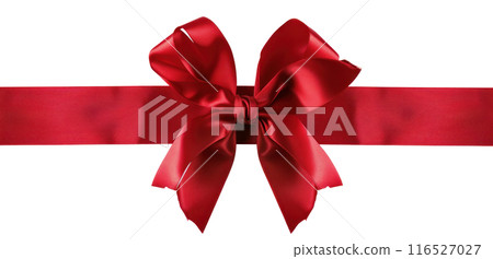 red ribbon with bow isolated on white background 116527027