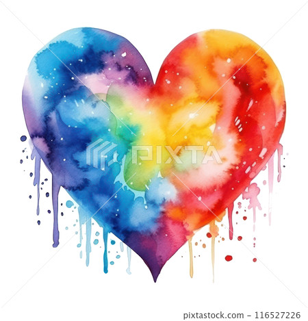 Rainbow colors watercolor heart isolated 116527226