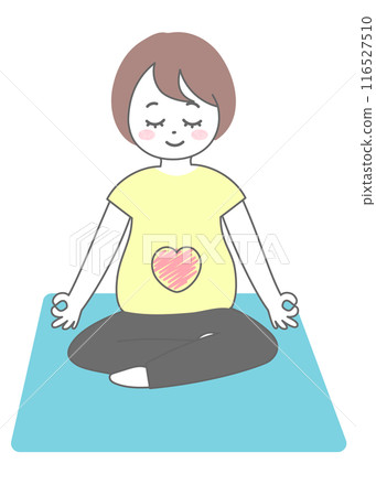 A woman with short hair doing maternity yoga 116527510