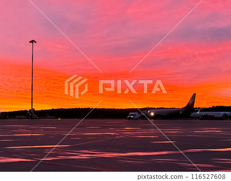 Sunset at the airport. 116527608