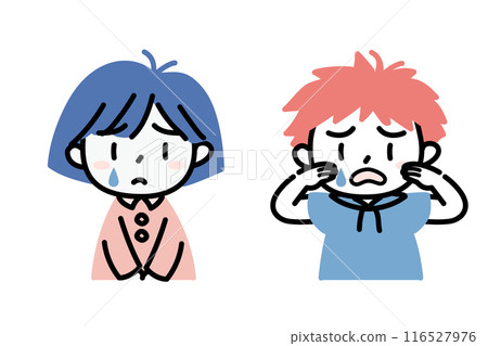 Children's facial expressions_crying_boy and girl set 04_3 colors Children's facial expressions_crying_boy and girl set 04_3 colors 116527976