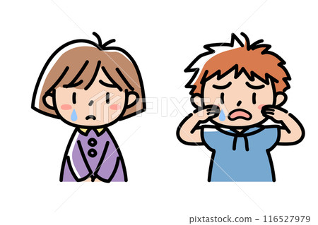 Children's facial expressions_crying_boy and girl set 04_colorful Children's facial expressions_crying_boy and girl set 04_colorful 116527979