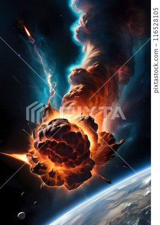 漂浮在太空中的雲和行星 116528105