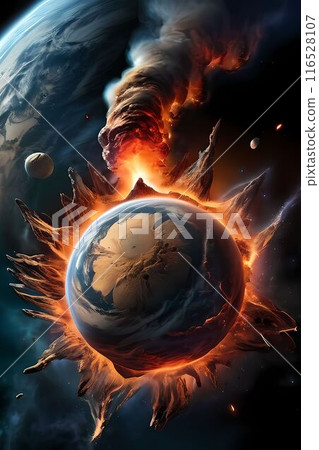 旋流的火焰與水的抽象背景 116528107