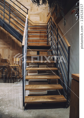 Indoor stairs of a cafe 116528157