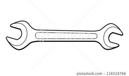 wrench, black and white vector illustration of hand tool spanner wrench, black and white vector illustration of hand tool spanner 116528766