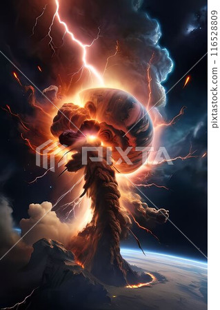 Planetary explosion in space 116528809