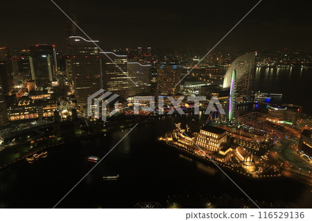 Yokohama Minato Mirai and skyscrapers at night Yokohama Minato Mirai and skyscrapers at night 116529136