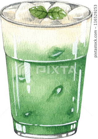 Bubble milk tea watercolor icon 116529253