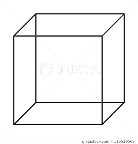 Cube shape, black and white vector illustration 116529502