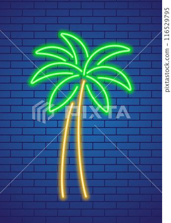 Neon glowing colorful palm tree 116529795