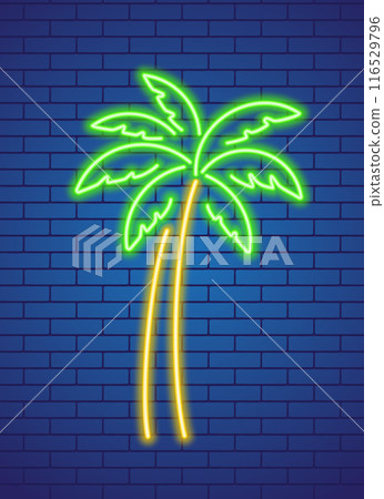 Neon glowing colorful palm tree 116529796