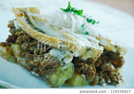 Pastelon - Plantain and Beef Casserole Pastelon - Plantain and Beef Casserole 116530827