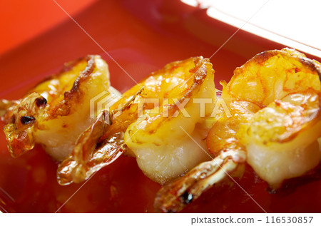 Japanese skewered Jumbo Shrimp Japanese skewered Jumbo Shrimp 116530857