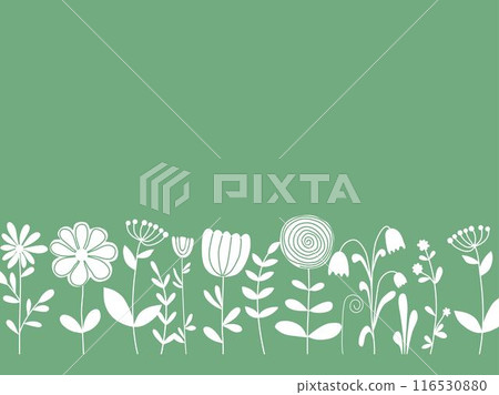 Silhouette of field wild flowers on green template background 116530880