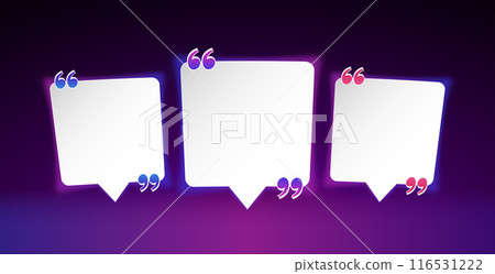 Three White Sheets for Quotes on a Blurred Purple Background 116531222