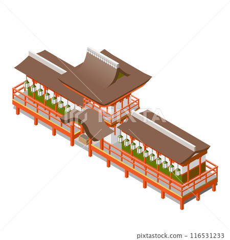 排隊時變成城市的等距插圖“春日大社” 116531233