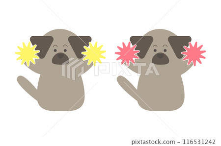 Illustration of a cheering brown dog 116531242