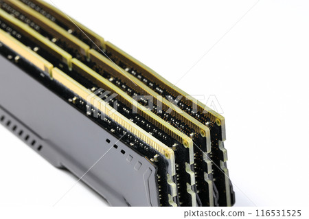 Pile of DDR4 memory, High performance DDR RAM module for computer server and workstation isolated on white background. Pile of DDR4 memory, High performance DDR RAM module for computer server and workstation isolated on white background. 116531525